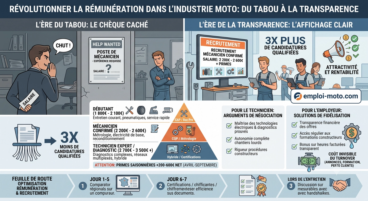 Découvre la réalité sur le salaire d'un mecanicien moto. Chiffres clés, leviers de négociation et conseils de patron pour booster tes revenus.